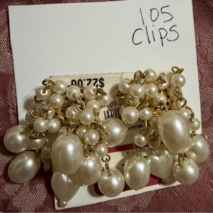 Clustered Faux Pearl Clip-On Earrings in Cream and Gold